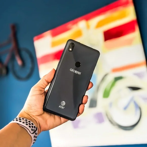 Black Smartphone with Purple Display